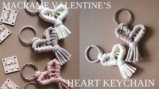 New DIY Macrame Heart Keychain Macramé Valentines Tutorial Sub [upl. by Nerine350]