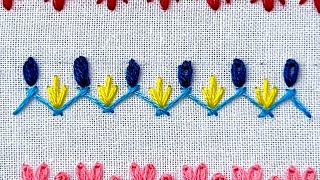 Border Embroidery on handkerchief Simple outline Pattern Easy Handkerchief Border Stitch [upl. by Skiba]