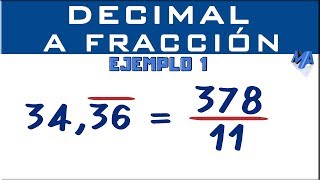 Convertir decimal periódico puro a fracción  Ejemplo 1 [upl. by Asiret]