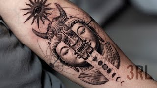 BLACK AND GREY BUDDHA GEMINI TATTOO  TIMELAPSE  3RL [upl. by Aek712]