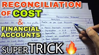 1 Reconciliation of Cost amp Financial Accounts  Problem 1  BCOM  BBA  CMA  By Saheb Academy [upl. by Anawyt]