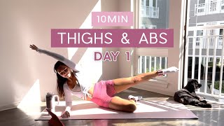 Day 1  1 Month Pilates Plan  10MIN inner thighs amp lower ab burn  no equipment or repeats [upl. by Trahern]