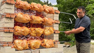 Cooked Juicy Chicken On A Unique Barbecue Life In The Mountains Of Azerbaijan [upl. by Oirazan]