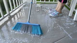 Satisfying ASMR concrete floor scrubbing with different textures and brushes Pavement floor washing [upl. by Endys]