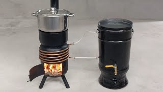 How to make a wood stove from an old gas cylinder with a hot water system [upl. by Atsylak989]