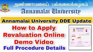 Annamalai University DDE Revaluation Full Procedure For Offline Exams👍 [upl. by Popelka]