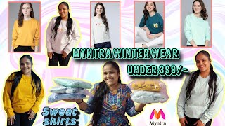 Myntra branded sweatshirts under 399  Winter wear haul  Myntra haul [upl. by Muriel653]