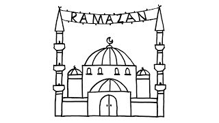 Çok Kolay Cami Çizimi  Hoşgeldin Ramazan 🕌 Ramazan Resmi Çizimi  Adım Adım Cami Nasıl Çizilir [upl. by Irik666]