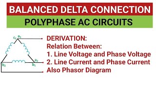 Balanced Delta Connection  Line amp Phase Voltage Line amp Phase Current  Phasor Diagram [upl. by Nnoryt644]