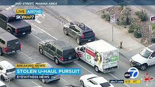 FULL CHASE Police chase stolen UHaul truck in Orange County [upl. by Rabjohn]