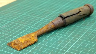 Chisel Restoration with New Handle  Rusty Chisel [upl. by Erbua]