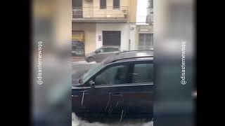 Flash flood due to torrential rain in Acireale Sicily Italy [upl. by Vevine]