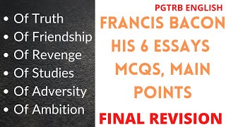 Francis Bacon Biography 6 Essays MCQS IMPORTANT POINTS FINAL REVISON [upl. by Hildick350]