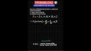 🎲 PROBABILIDAD LANZAMIENTO DE UN DADO [upl. by Peirce834]