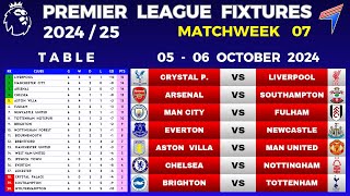 EPL FIXTURES TODAY  Matchweek 7 • EPL Table Standings Today • Premier League Fixtures 202425 [upl. by Isbel102]