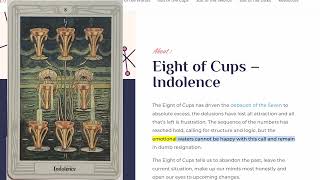 Eight of Cups  Indolence  Thoth Readings Tarot [upl. by Elbert]