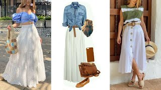 COMO COMBINAR FALDA BLANCA IDEAS DE LOOKS VERANO 2022😎COMBINATIONS WHITE SKIRT IDEAS LOOKS SUMMER [upl. by Anire]