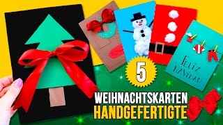 5 DIY WEIHNACHTSKARTEN für Kinder  Handgefertigte KARTEN für WEIHNACHTEN [upl. by Inittirb95]