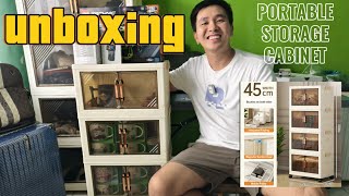 UNBOXING PORTABLE STORAGE CABINET  PLASTIC STORAGE TRANSPARENT 45cm x 26cm x 98cm How to assemble [upl. by Cormack]