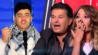 شاب يحرج حكام العرب ويبكي لجنة التحكيم بأغنية شدوا بعضكم يا أهل فلسطين في برنامج MBCTheVoice [upl. by Phil]