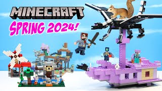 Minecraft LEGO Spring 2024 Sets Review The Ender Dragon End Ship at Windmill Wolf Stronghold [upl. by Emanuele]