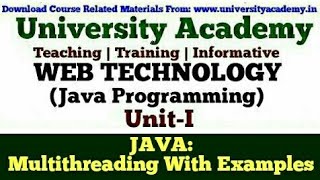 WT29 Multithreading in javaLife cycle of a Thread Creating a ThreadExamples in Hindi by UA [upl. by Yllaw]