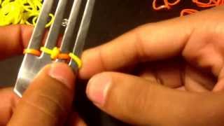 How to make a rainbow loom chain bracelet on a fork [upl. by Bodrogi619]