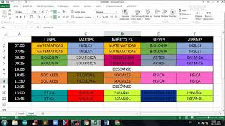 HORARIO DE CLASES  Curso de Excel [upl. by Stanwin184]