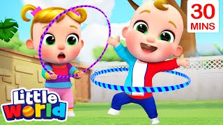 Hula Hoop Fun  More Kids Songs amp Nursery Rhymes by Little World [upl. by Analaj386]