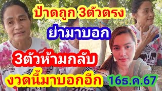 ถูก3ตัวตรง ป้าดๆๆๆ งวดนี้ย่ามาบอกอีก3ตัว 16ธค67 [upl. by Sanfo]