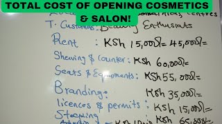 Total cost of Startng Cosmetics amp Salon Business combined in Kenya [upl. by Einhoj]