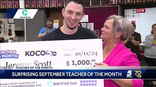 KOCO 5 surprises Putnam City North teacher as September Teacher of the Month [upl. by Thorr]