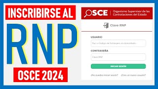 ¿Cómo inscribirse en el Registro Nacional de Proveedores del Estado RNP  OSCE 2024 Paso a Paso [upl. by Noet777]