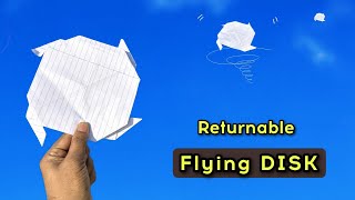 flying paper disk Returned  best returnable paper disk how to make paper boomerang disk [upl. by Lleynod]