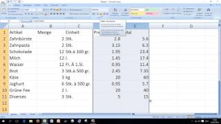 Excel Einkaufsliste [upl. by Brandais]