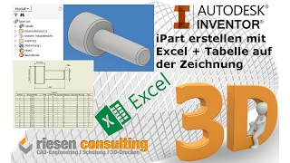 Inventor Training iPart mit Excel erstellen  Zeichnungsableitung mit Tabelle Schulung Deutsch [upl. by Amliw618]