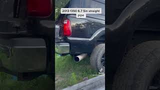 67 powerstroke stock exhaust vs 5in straight pipe [upl. by Adnohr]