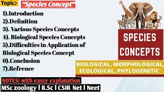 Species concept  Biological Species concept  Morphological species concept  Ecological species [upl. by Eilsil]