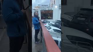 Cars Pile Up on Bridge During Spain Flooding [upl. by Buyers]