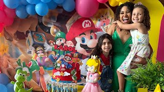 Vlog do aniversário da kaka festa SUPER MARIO menina O pai foi [upl. by Heinrike]