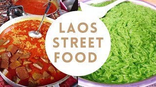 Laos Street Food Alley at Khua Din Market Vientiane Laos [upl. by Hi]