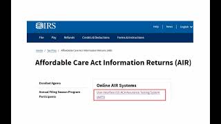 1095C  EFiling to the IRS Using the IRS AIR Format [upl. by Henden]