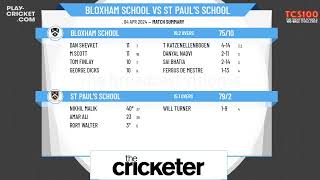 The Cricketer Schools Hundred  Bloxham School v St Pauls School [upl. by Handy]