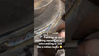 Manway nozzle preheat repair with stainless and patch job on tanker car welding stainless welder [upl. by Aneekan]