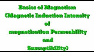 Basics of Magnetism Magnetic Induction Intensity of magnetisation Permeability and Susceptibility [upl. by Gerti]