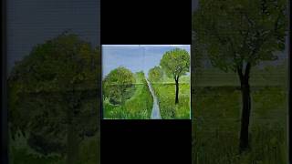 Landscape painting on polyfoam paper ll landscape art [upl. by Assylem]