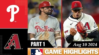 Philadelphia Phillies Vs Arizona Diamondbacks GAME HIGHLIGHTS Aug 10 2024  MLB Highlights 2024 [upl. by Jilly]