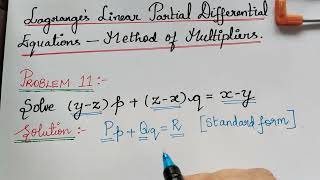 method of multipliers lagrangess linear partial differential equations problem 11 [upl. by Abraham]