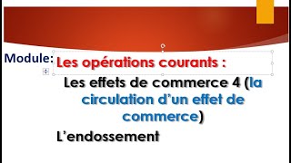 les effets de commerce  lendossement [upl. by Aihceyt]