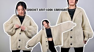 Crochet Knitlook Cardigan Tutorial [upl. by Yci976]